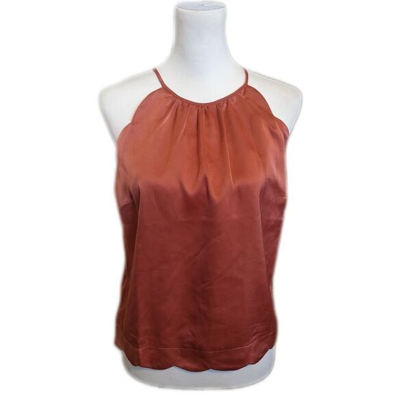 5/$55 - Monteau dusty rose pink scalloped spaghetti strap tank top, NWT, size L - Picture 1 of 7